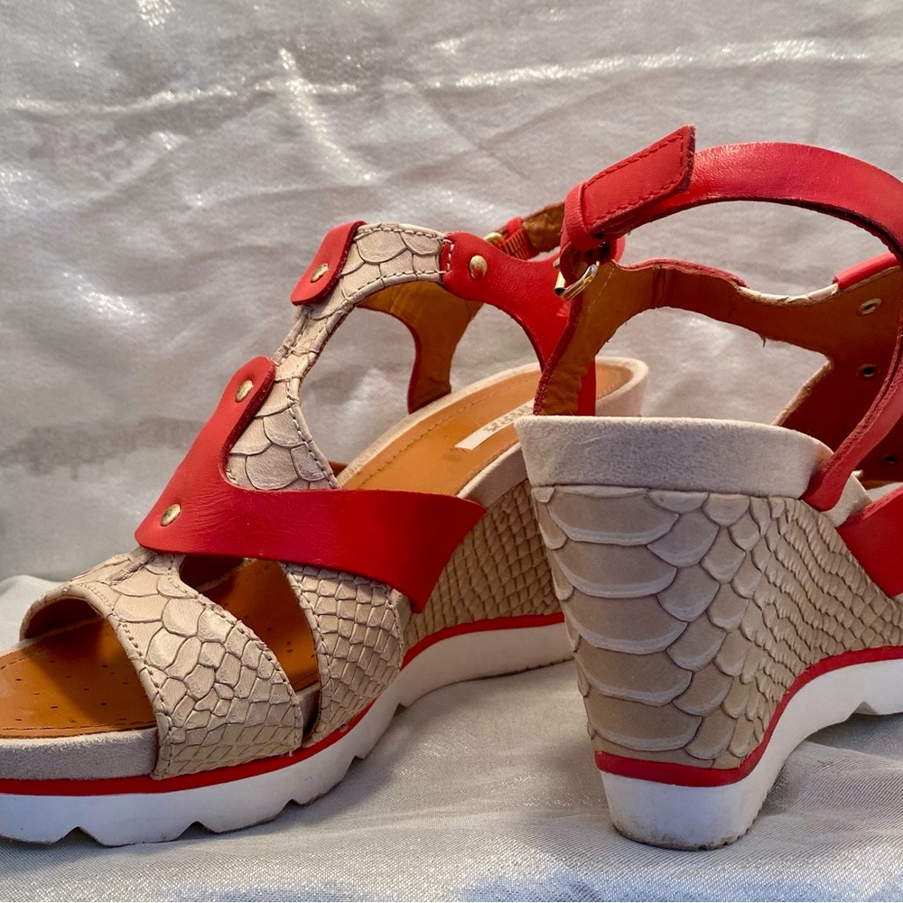GEOX Red and Tan Women's Sandals